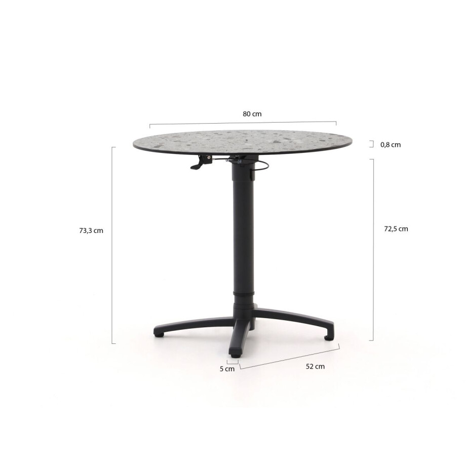 Bellagio Canzo klaptafel ø80 (h:73/109cm) verstelbaar - Laagste prijsgarantie! afbeelding 1