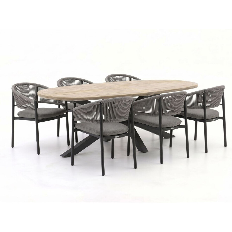 Bellagio Panaro/ROUGH-Y Ellips 240cm dining tuinset 7-delig stapelbaar - Laagste prijsgarantie! afbeelding 1