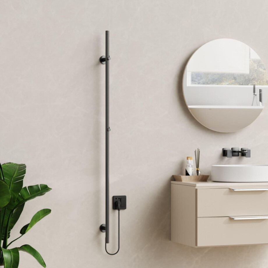 Belrad Rod staafhanddoekdroger - 150x6,3x12,7 cm - elektrisch - enkel - 60w - 2,5cm - gunmetal HS1500GM afbeelding 1