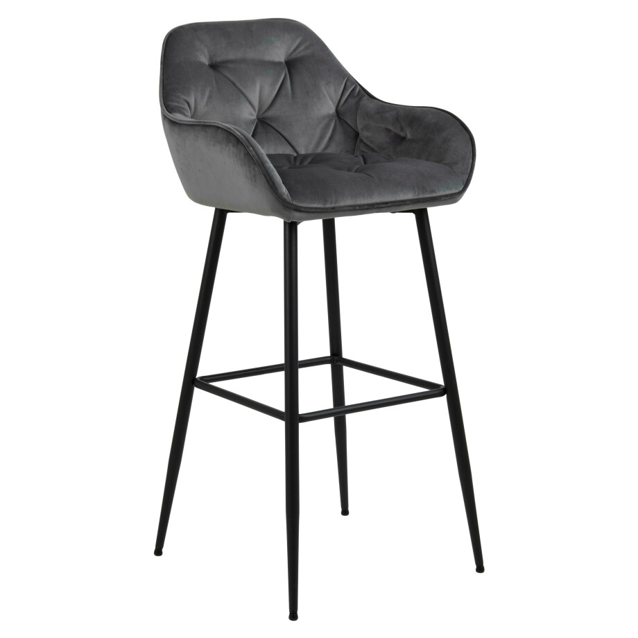 Bendt Barkruk 'Loren' Velvet, kleur Dark Grey (zithoogte 79cm) Bendt Barkruk 'Loren' Velvet, kleur Dark Grey (zithoogte 79cm) afbeelding 1