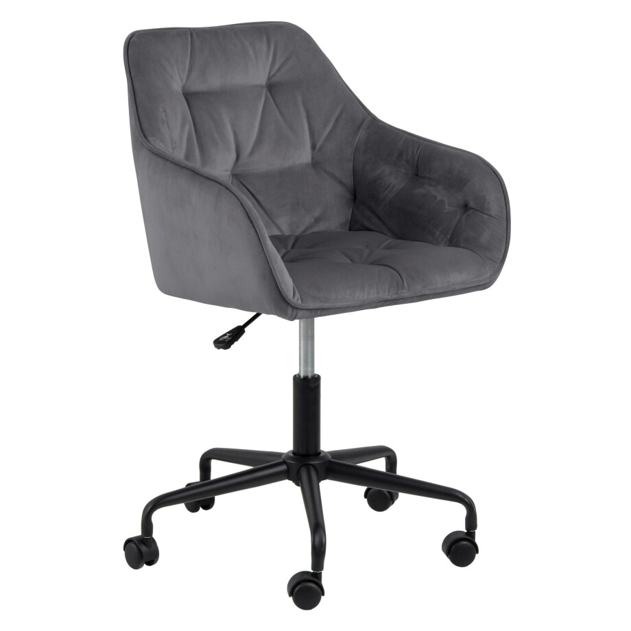 Bendt Bureaustoel 'Loren' Velvet, kleur Dark Grey Bendt Bureaustoel 'Loren' Velvet, kleur Dark Grey afbeelding 1