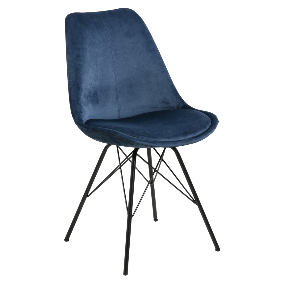 Bendt Eetkamerstoel 'Liva' Velvet, kleur Navy Blue afbeelding 1