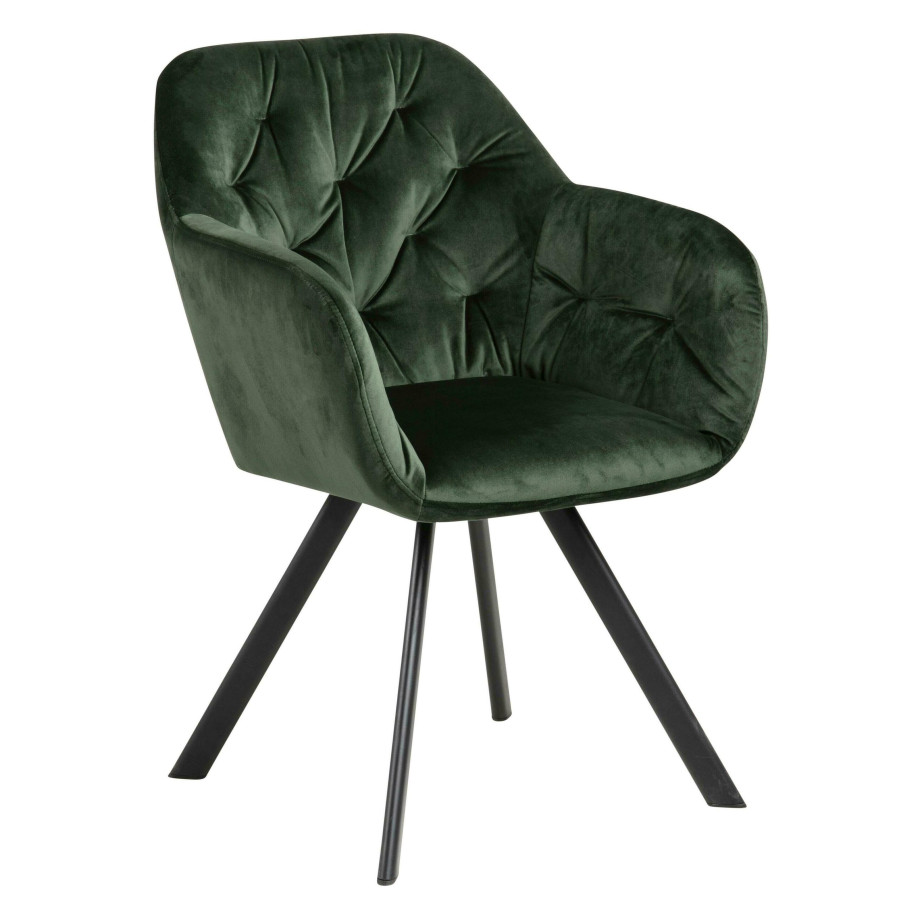 Bendt Eetkamerstoel 'Mei' Velvet, kleur Forest Green afbeelding 1