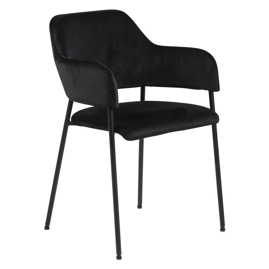 Bendt Eetkamerstoel 'Myla' Velvet, kleur Zwart afbeelding 1