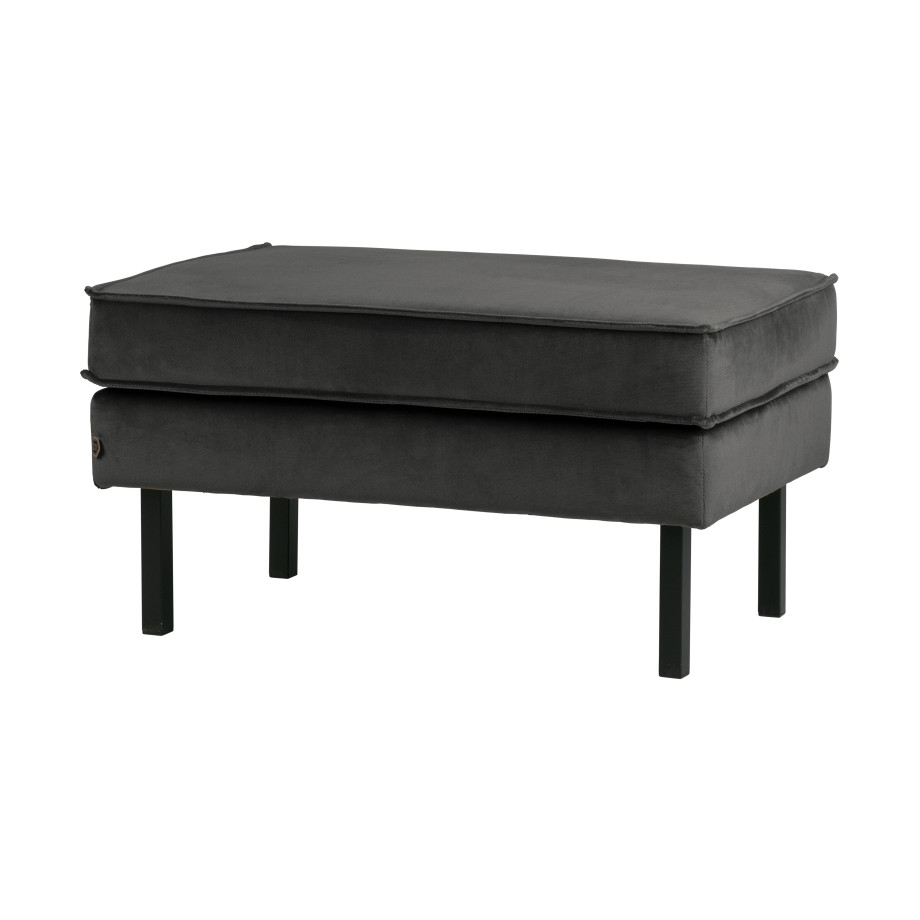 BePureHome Hocker 'Rodeo' Velvet, kleur Antraciet afbeelding 1