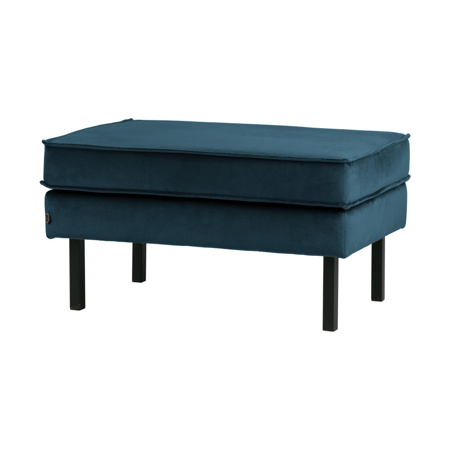 BePureHome Hocker 'Rodeo' Velvet, kleur Blauw afbeelding 1