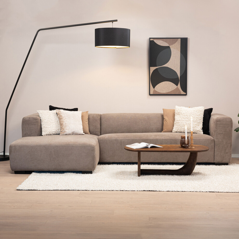 Sohome 2,5-zits Loungebank 'Moiré' Links, kleur Lichtbruin afbeelding 1