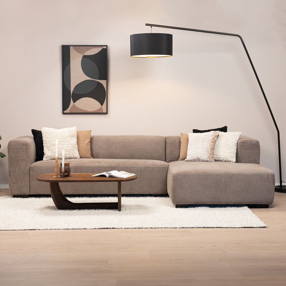 Sohome 2,5-zits Loungebank 'Moiré' Rechts, kleur Lichtbruin afbeelding 1