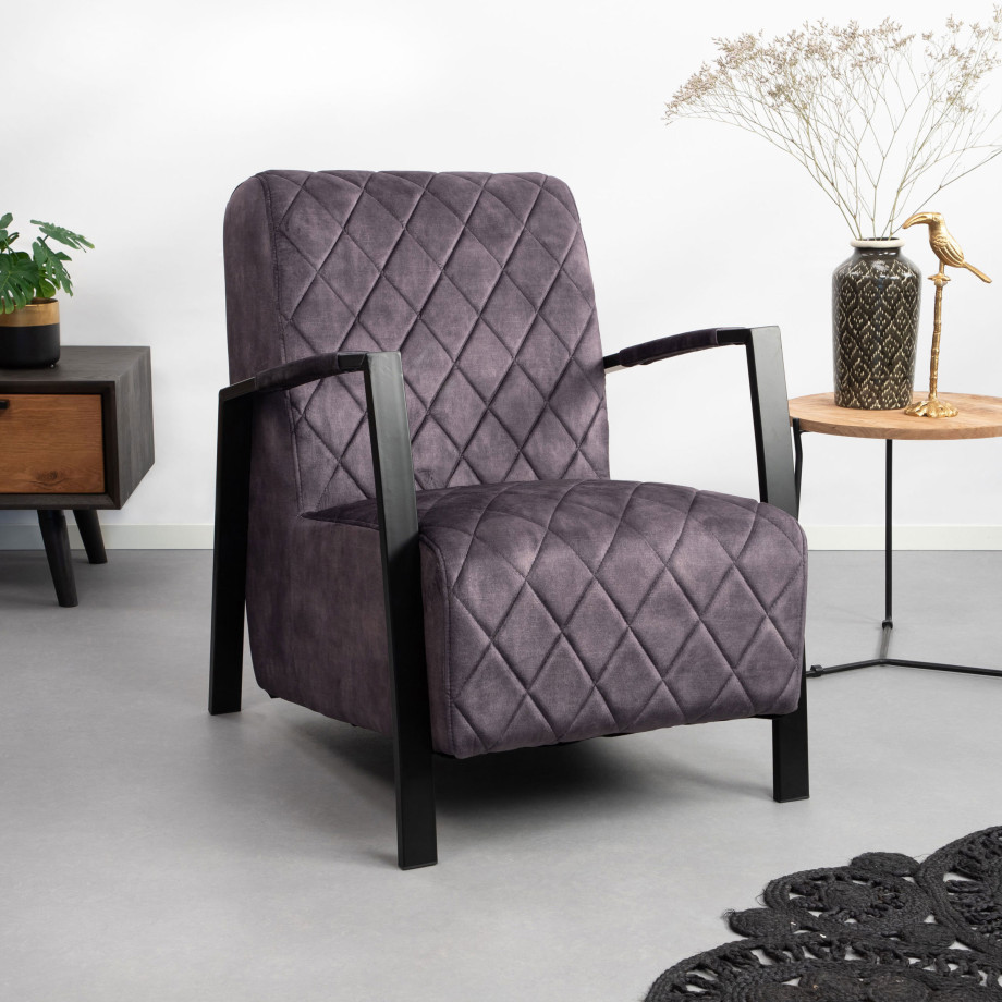 Tower Living Fauteuil 'Villa' Velvet, kleur Antraciet afbeelding 1