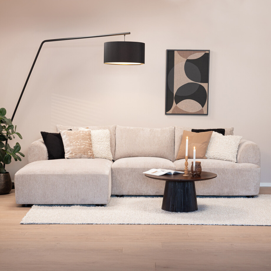 Sohome 2,5-zits Loungebank 'Richard' Links, Chenille, kleur Zand afbeelding 1