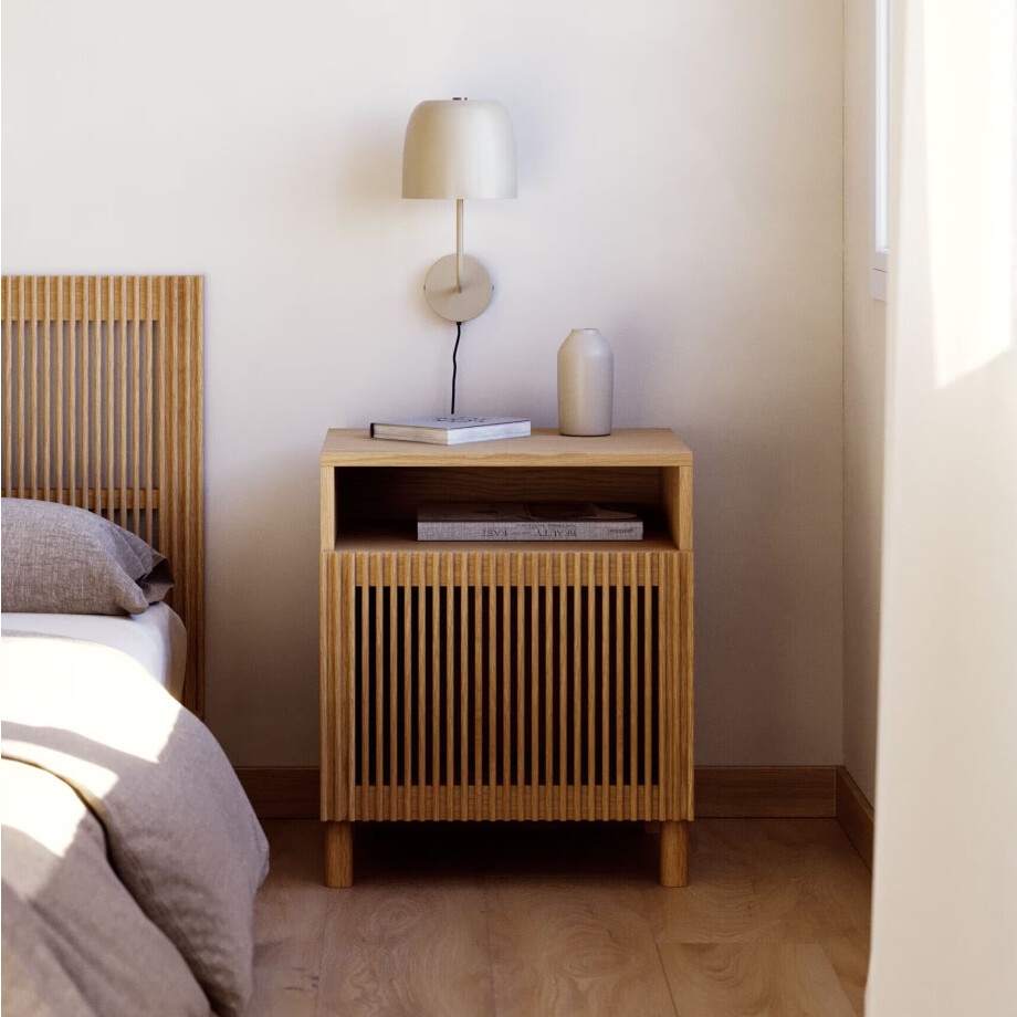 Kave Home Nachtkastje 'Beyla' Eikenhout, 53 x 62cm, kleur Naturel Kave Home Nachtkastje 'Beyla' Eikenhout, 53 x 62cm, kleur Naturel afbeelding 1