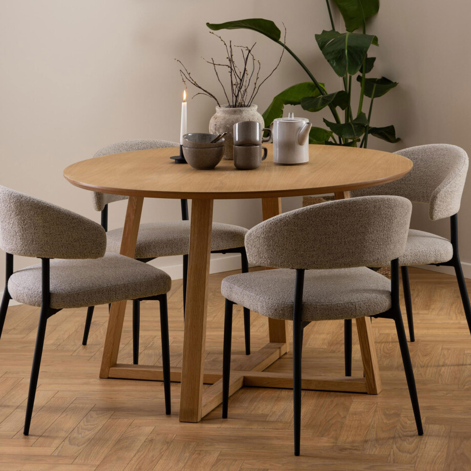 Bendt Ronde Eettafel 'Lila' Eiken, 120cm, kleur Naturel Bendt Ronde Eettafel 'Lila' Eiken, 120cm, kleur Naturel afbeelding 1