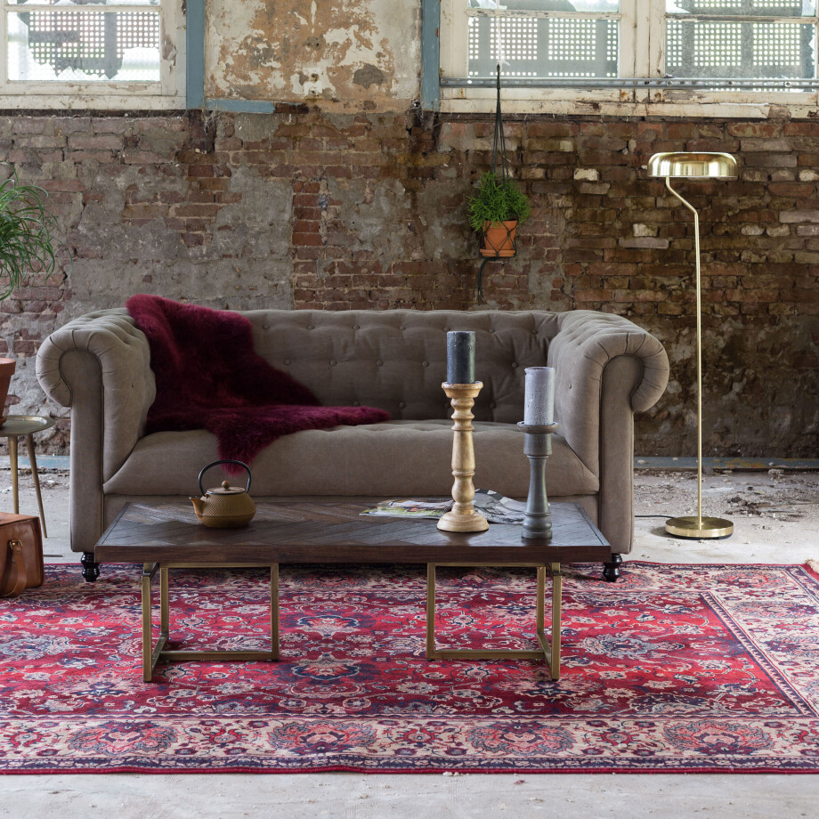 Dutchbone Vloerkleed 'Bid' 200 x 300cm, kleur Old Red afbeelding 1