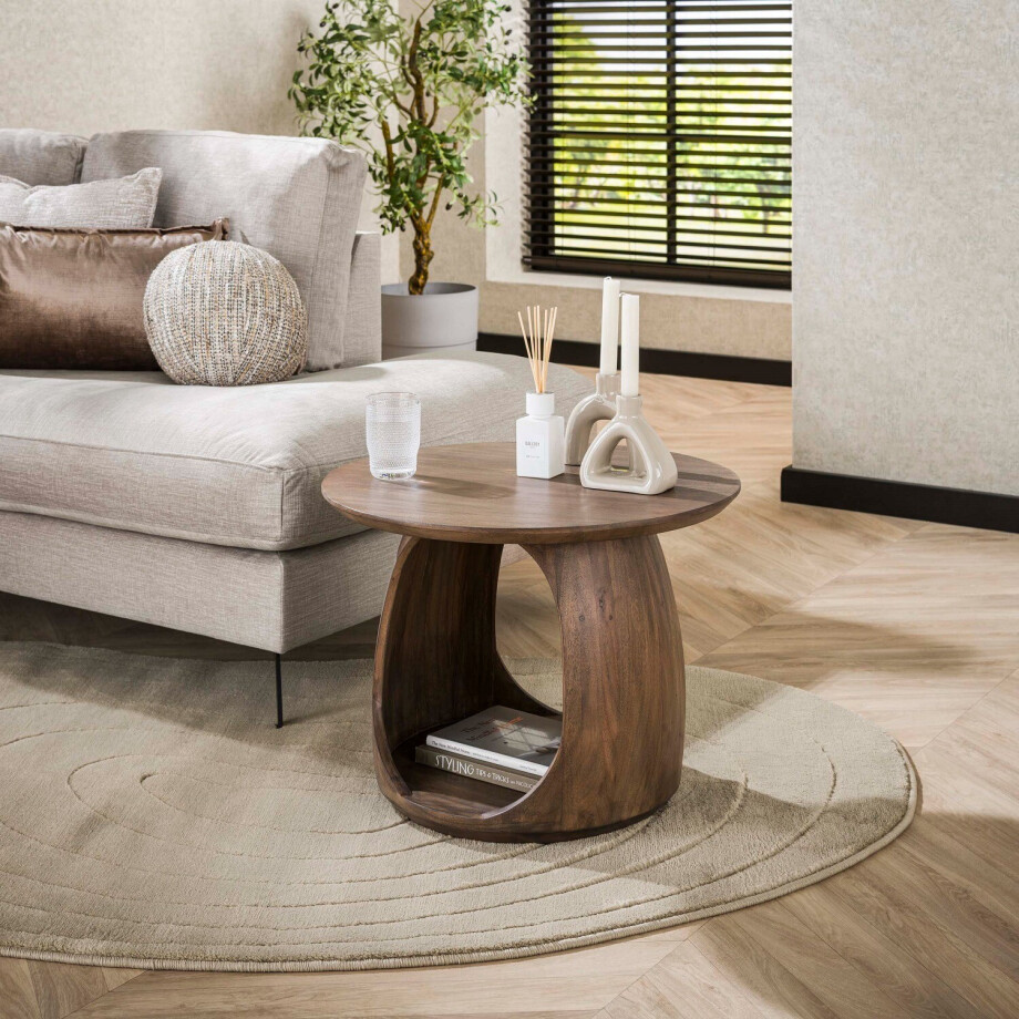 Bijzettafel Flow Solid M Massief acacia glaze brown Bijzettafel Flow Solid M Massief acacia glaze brown afbeelding 1