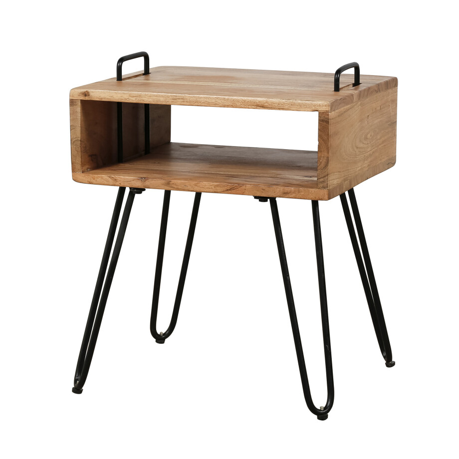 Bijzettafel Quadro 48 cm hoog in acacia naturel Bijzettafel Quadro 48 cm hoog in acacia naturel afbeelding