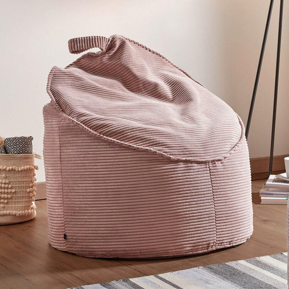 Kave Home Poef 'Bimba' Rib, kleur Roze Kave Home Poef 'Bimba' Rib, kleur Roze afbeelding 1
