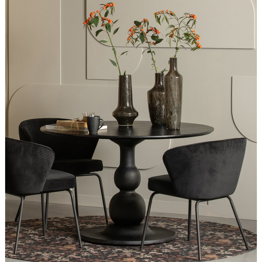 WOOOD Ronde Eettafel 'Blanco' Ø120cm, kleur Zwart WOOOD Ronde Eettafel 'Blanco' Ø120cm, kleur Zwart afbeelding 1