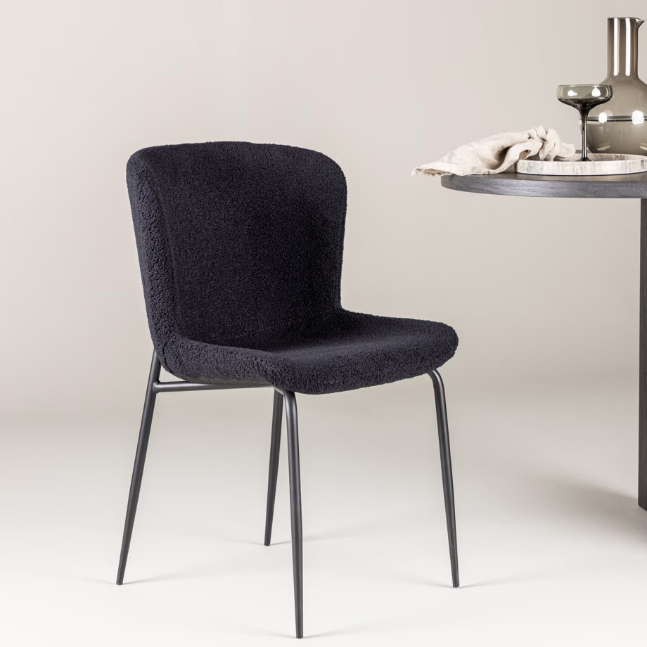 Nohr Eetkamerstoel 'Artesha' Teddy, kleur Zwart Nohr Eetkamerstoel 'Artesha' Teddy, kleur Zwart afbeelding 1