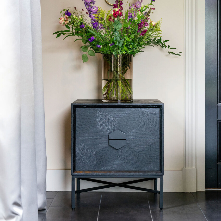 Richmond Nachtkastje 'Blax' Eikenhout en staal, kleur zwart afbeelding 1