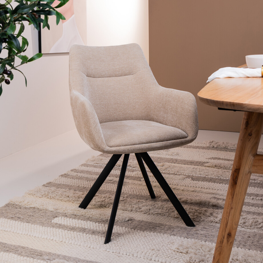 By-Boo Draaibare Eetkamerstoel 'Bliss' Met armleuning, kleur Taupe afbeelding 1