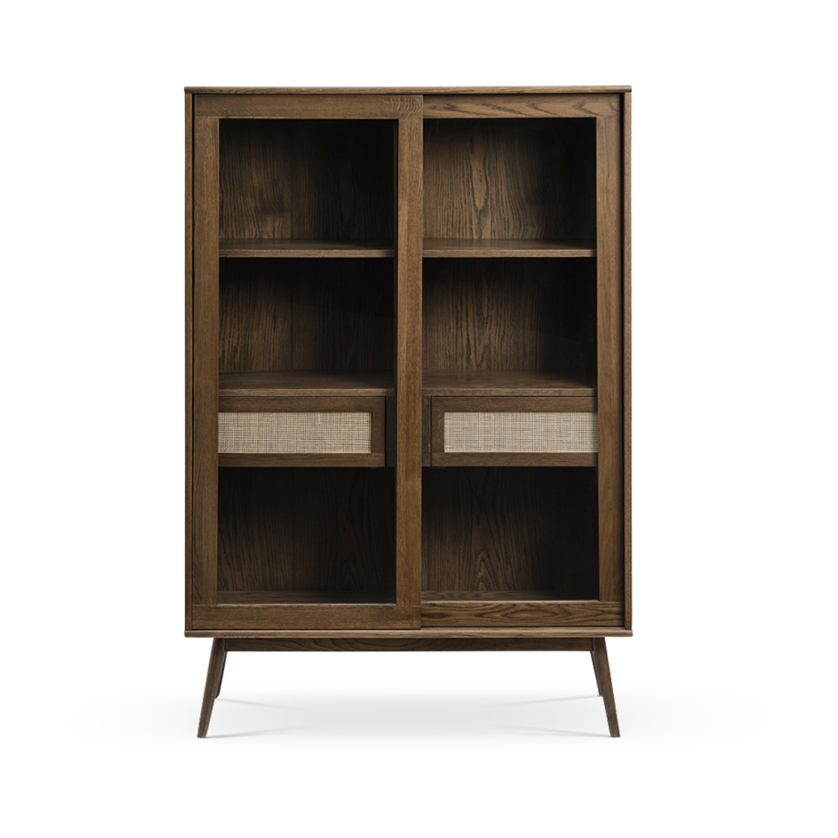 Boas houten vitrinekast gerookt eiken - 160 x 40 cm Boas houten vitrinekast gerookt eiken - 160 x 40 cm afbeelding 1