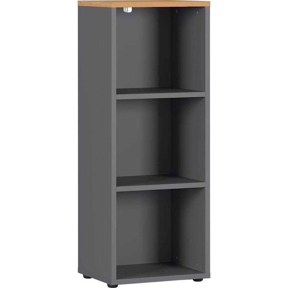 Boekenkast Agenda small 120 cm hoog in grafiet met grandson eiken Boekenkast Agenda small 120 cm hoog in grafiet met grandson eiken afbeelding 1