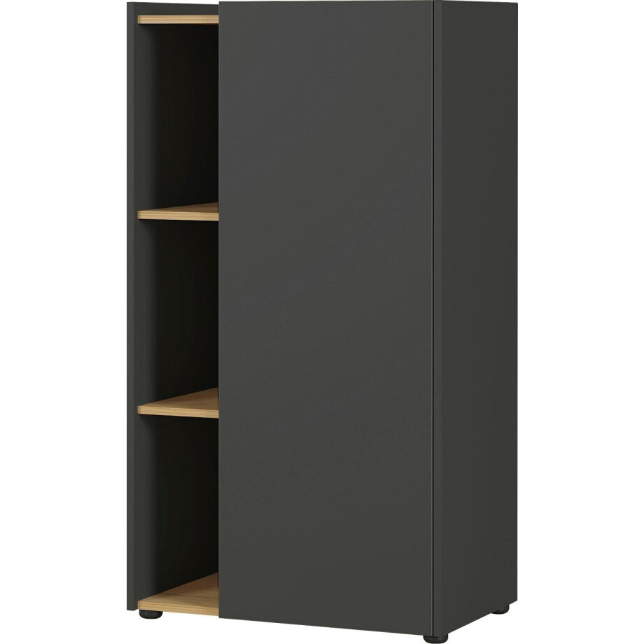 Boekenkast Austin 115 cm hoog in grafiet met navarra eiken afbeelding 1