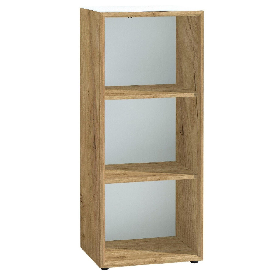 Boekenkast Monteria 120 cm hoog in navarra eiken met wit afbeelding 1