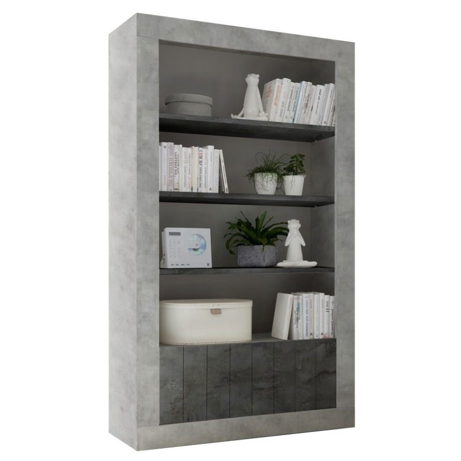 boekenkast Urbino 190 cm hoog in grijs beton met oxid afbeelding 1