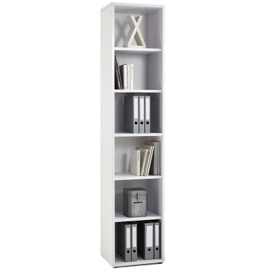 Boekenkast Calvia Large 47x222 cm hoog in wit afbeelding 1