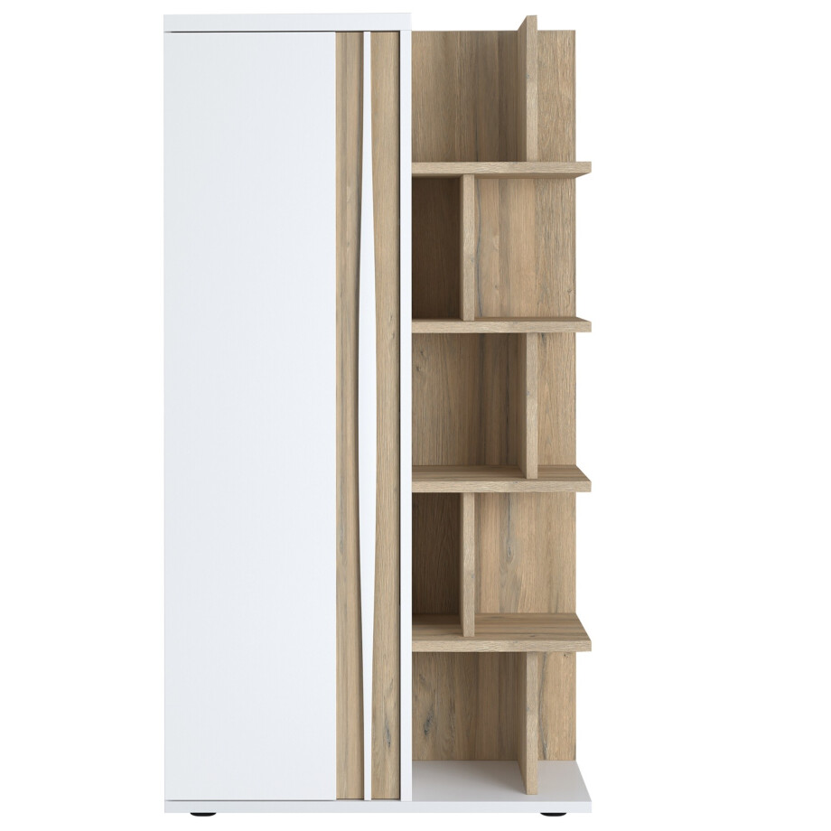 Boekenkast Insta 180x95 Cm hoogglans wit met eiken afbeelding 1