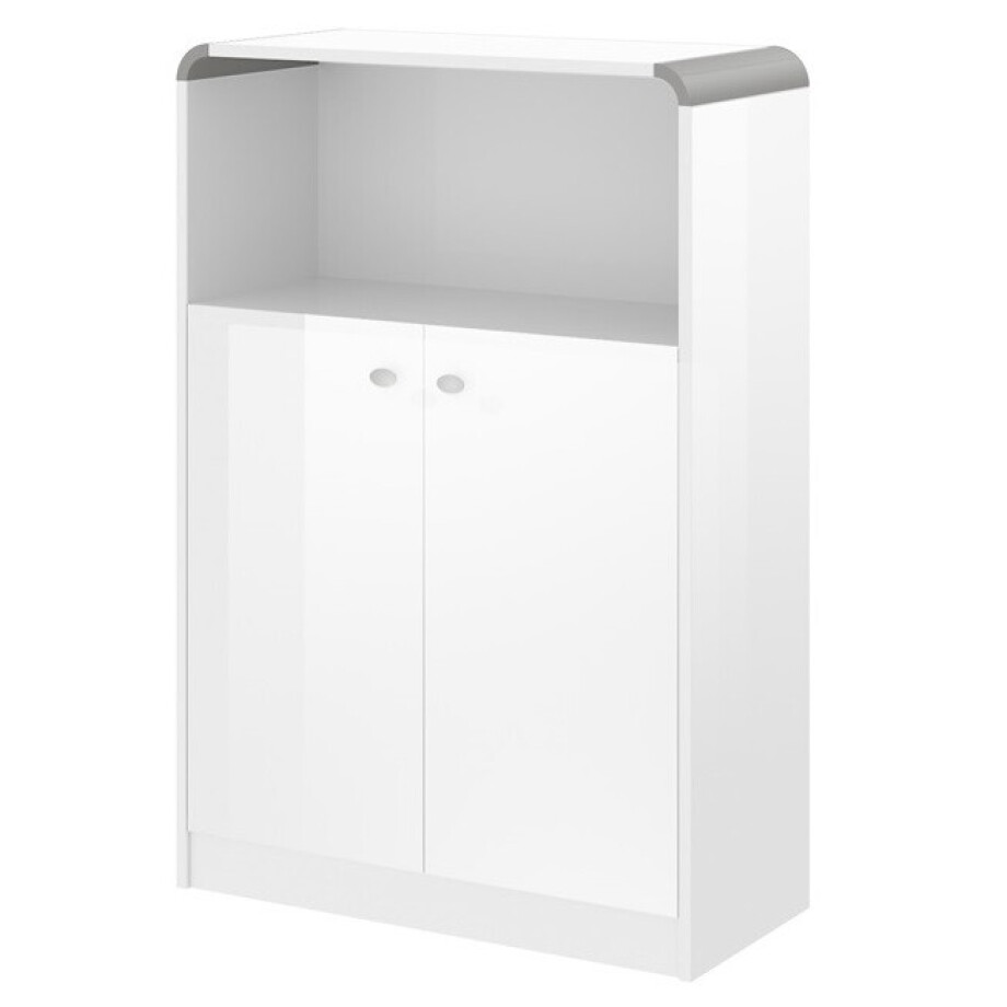Boekenkast Murano 118 cm hoog in hoogglans wit Boekenkast Murano 118 cm hoog in hoogglans wit afbeelding 1