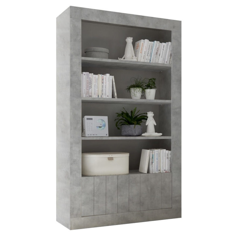Boekenkast Urbino 190 cm hoog in grijs beton afbeelding 1