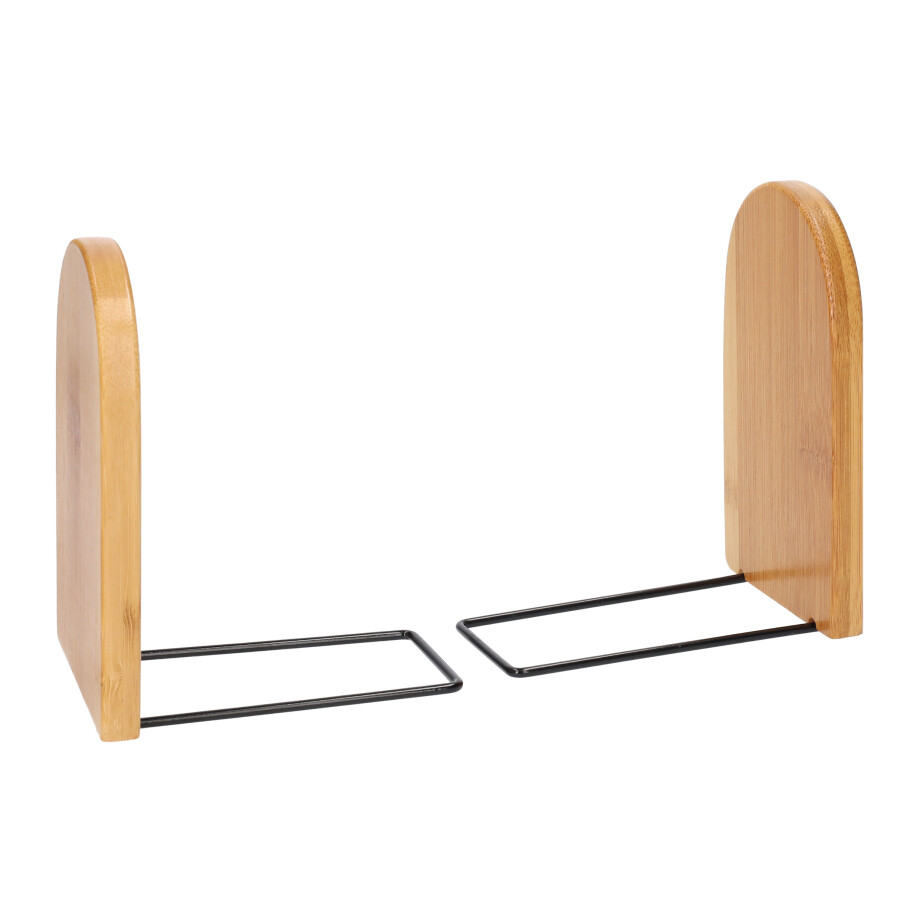 QUVIO Boekensteunen - 2 stuks - Hout en metaal afbeelding 1