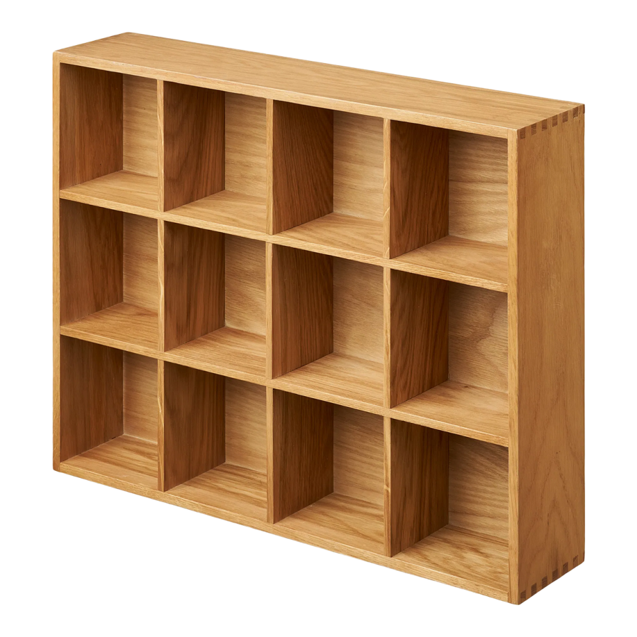 Boet eikenhouten wandplank - 12 vakken - 39 x 51 cm Boet eikenhouten wandplank - 12 vakken - 39 x 51 cm afbeelding 1