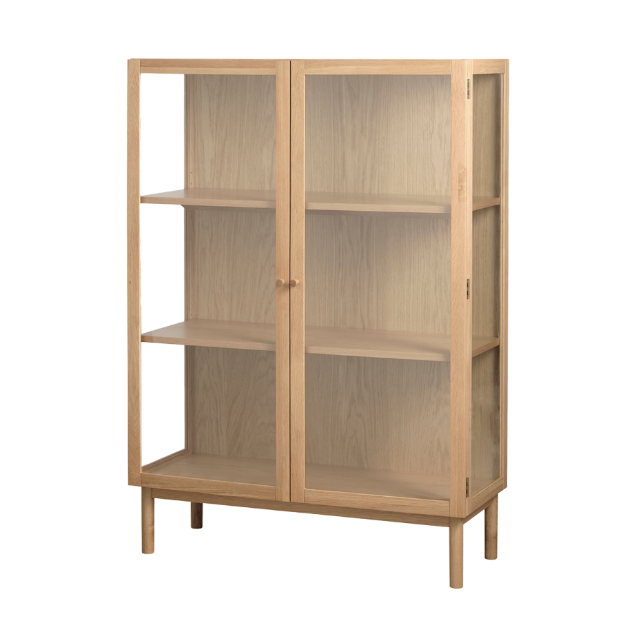 Boris eikenhouten vitrinekast naturel - 100 x 140 cm Boris eikenhouten vitrinekast naturel - 100 x 140 cm afbeelding 1