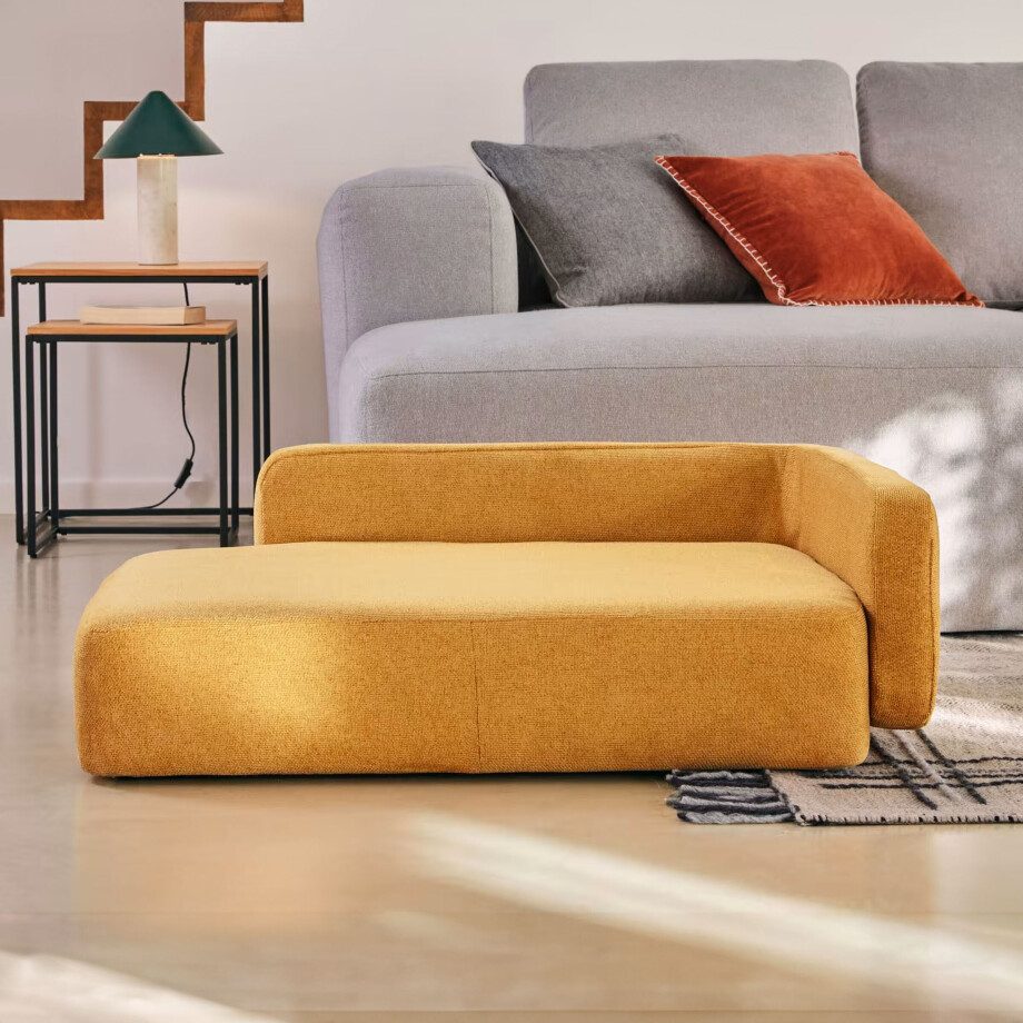 Kave Home Hondenkussen 'Bowie' 98 x 73cm, kleur Mosterdgeel afbeelding 1