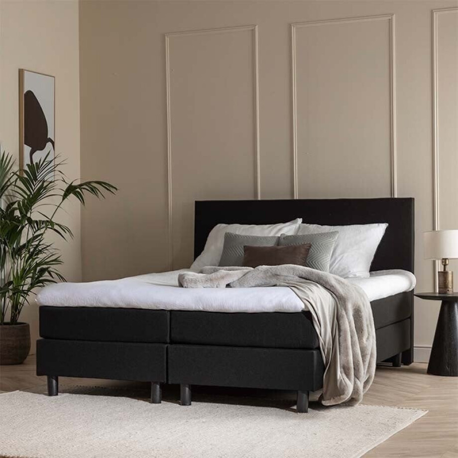 2-Persoons Boxspring Julia Comfort - Zwart 180x200 cm - Pocketvering - Inclusief Topper - Dekbed-Discounter.nl afbeelding 