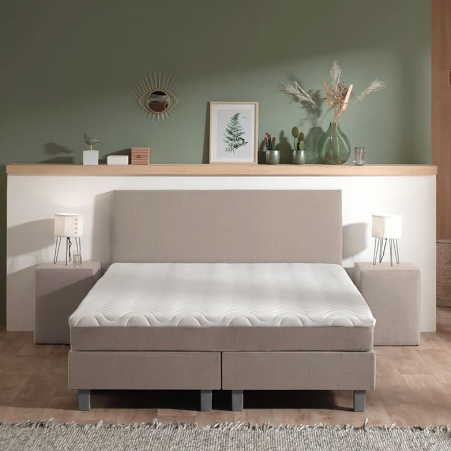 2-Persoons Boxspring Julia Relax - Beige 180x210 cm - Pocketvering - Inclusief Topper - Dekbed-Discounter.nl afbeelding 1