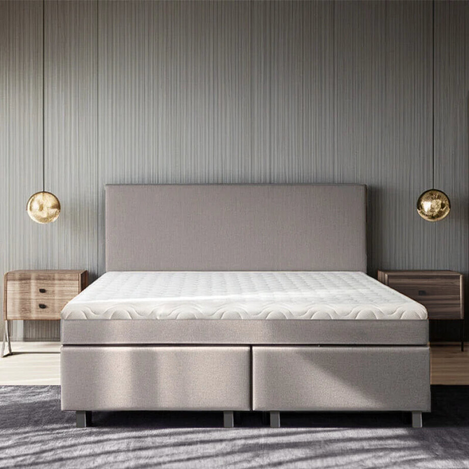 2-Persoons Boxspring Julia Relax - Beige - Beige 180x220 Cm - Pocketvering - Inclusief Topper - Dekbed-Discounter.nl 2-Persoons Boxspring Julia Relax - Beige - Beige 180x220 Cm - Pocketvering - Inclusief Topper - Dekbed-Discounter.nl afbeelding 1