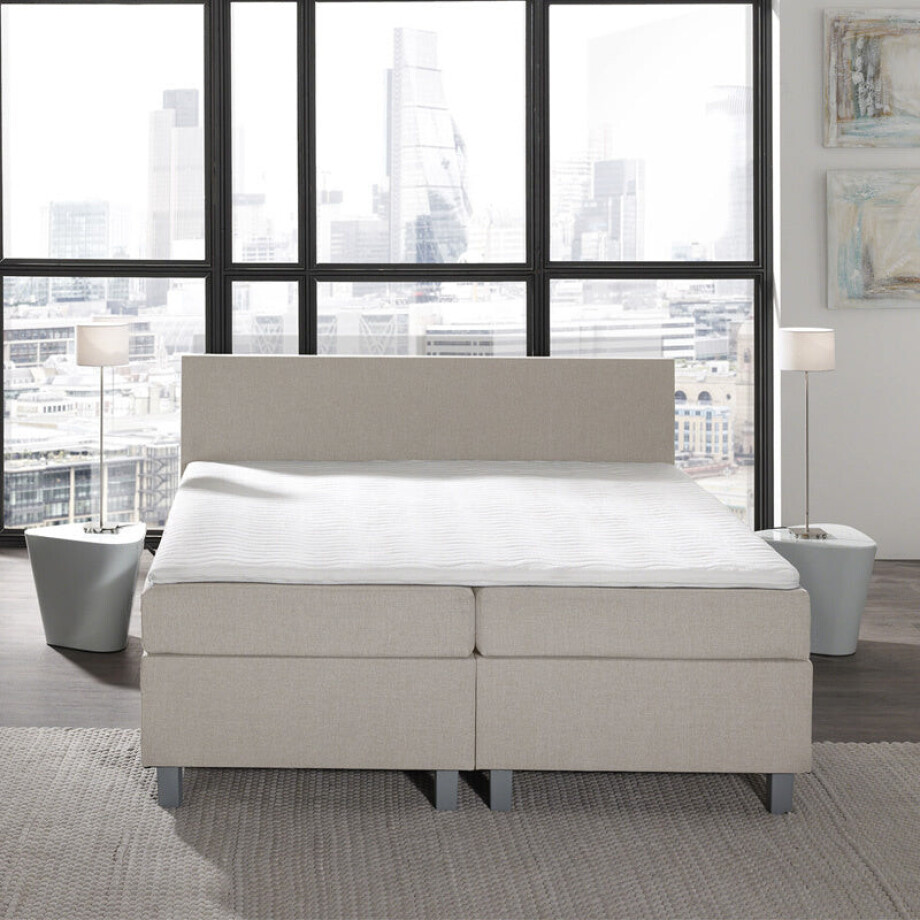2-Persoons Boxspring Julia Royal Comfort - Beige - Beige 180x220 Cm - Pocketvering - Inclusief Topper - Dekbed-Discounter.nl 2-Persoons Boxspring Julia Royal Comfort - Beige - Beige 180x220 Cm - Pocketvering - Inclusief Topper - Dekbed-Discounter.nl afbeelding 1