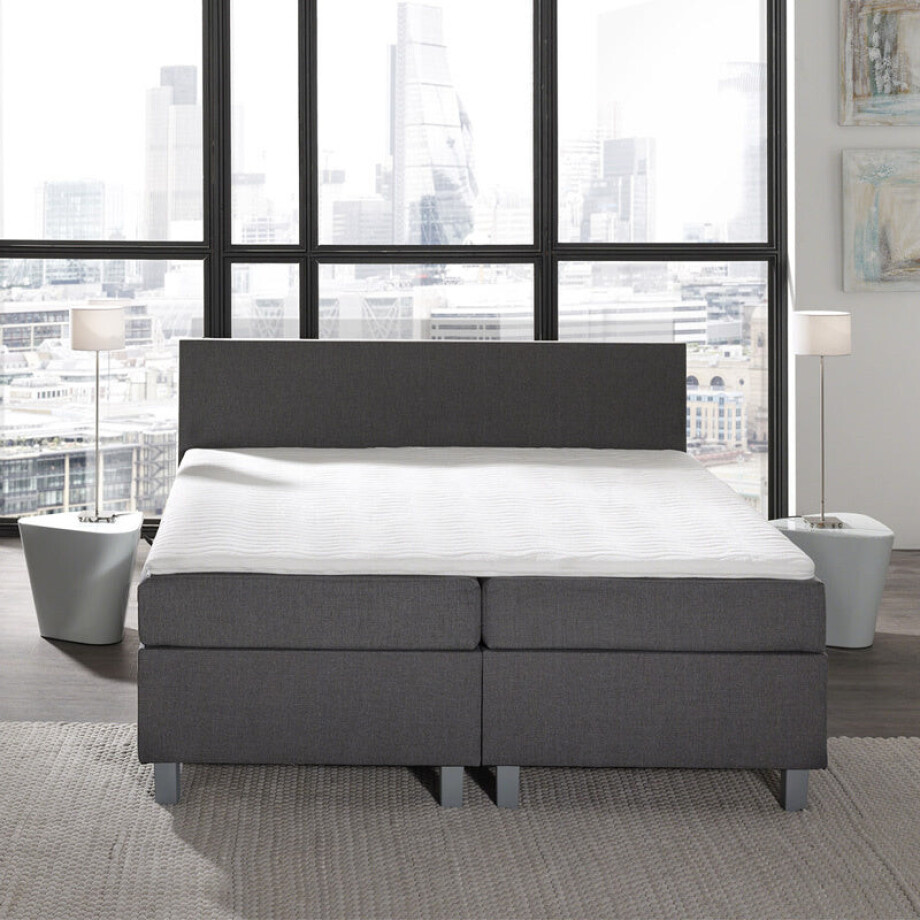 2-Persoons Boxspring Julia Royal Comfort - Antraciet - Antraciet 180x200 Cm - Pocketvering - Inclusief Topper - Dekbed-Discounter.nl afbeelding 1