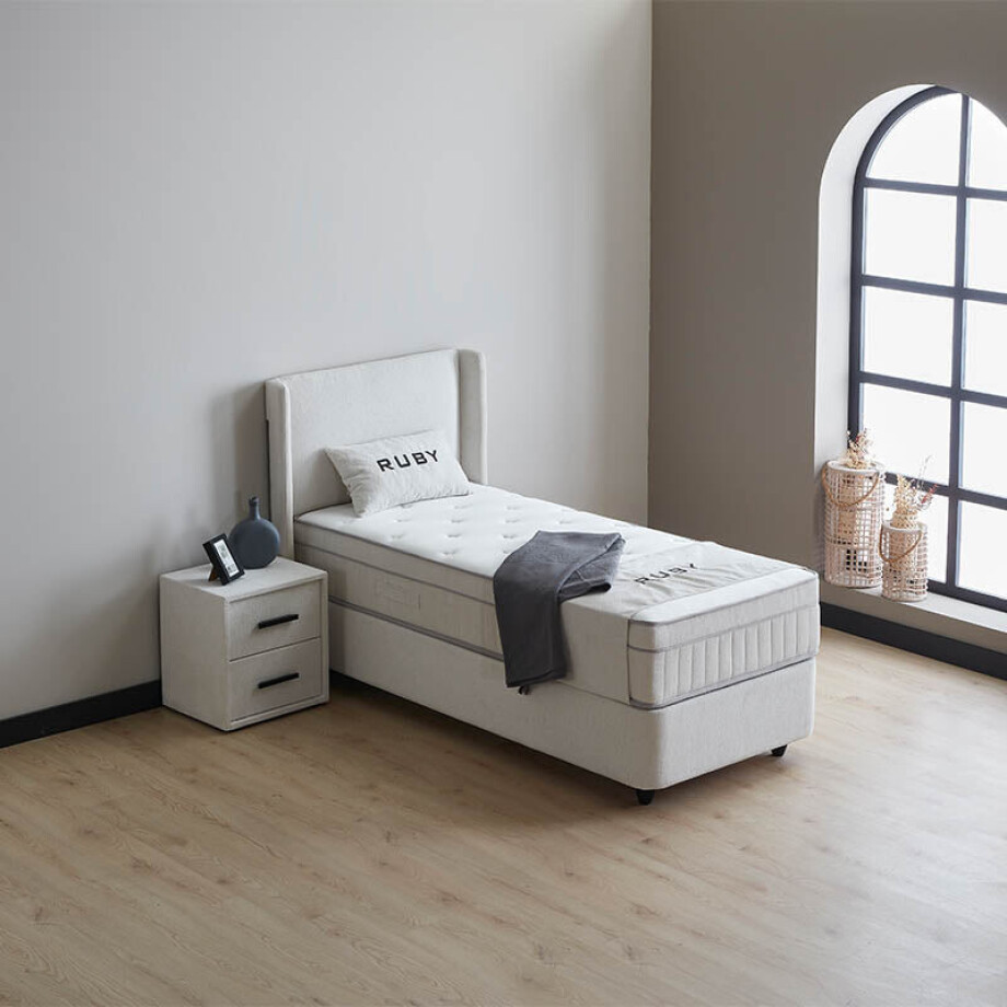 1-Persoons Boxspring Met Opbergruimte Ruby - Grijs & Lichtgrijs 90x200 Cm - Pocketvering - Inclusief Topper - Dekbed-Discounter.nl 1-Persoons Boxspring Met Opbergruimte Ruby - Grijs & Lichtgrijs 90x200 Cm - Pocketvering - Inclusief Topper - Dekbed-Discounter.nl afbeelding 1