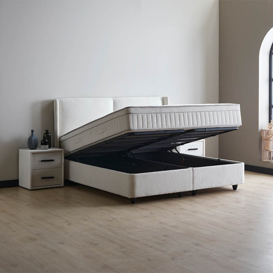 2-Persoons Boxspring Met Opbergruimte Ruby - Grijs & Lichtgrijs 140x200 Cm - Pocketvering - Inclusief Topper - Dekbed-Discounter.nl 2-Persoons Boxspring Met Opbergruimte Ruby - Grijs & Lichtgrijs 140x200 Cm - Pocketvering - Inclusief Topper - Dekbed-Discounter.nl afbeelding 1