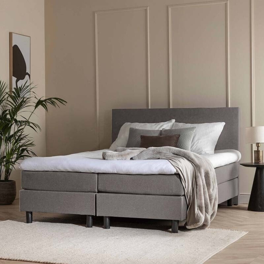 2-Persoons Boxspring Julia Comfort - Grijs 180x200 cm - Pocketvering - Inclusief Topper - Dekbed-Discounter.nl afbeelding 