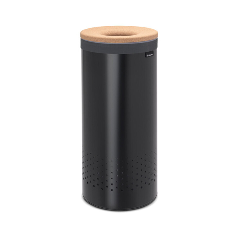 Brabantia Wasbox - 35 liter - kurkendeksel - uitneembare waszak - zwart 120008 afbeelding 1