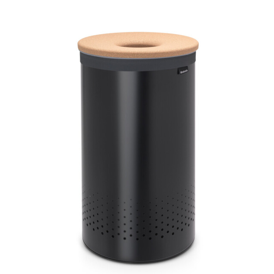 Brabantia Wasbox - 60 liter - kurkendeksel - uitneembare waszak - mat zwart 120022 afbeelding 1