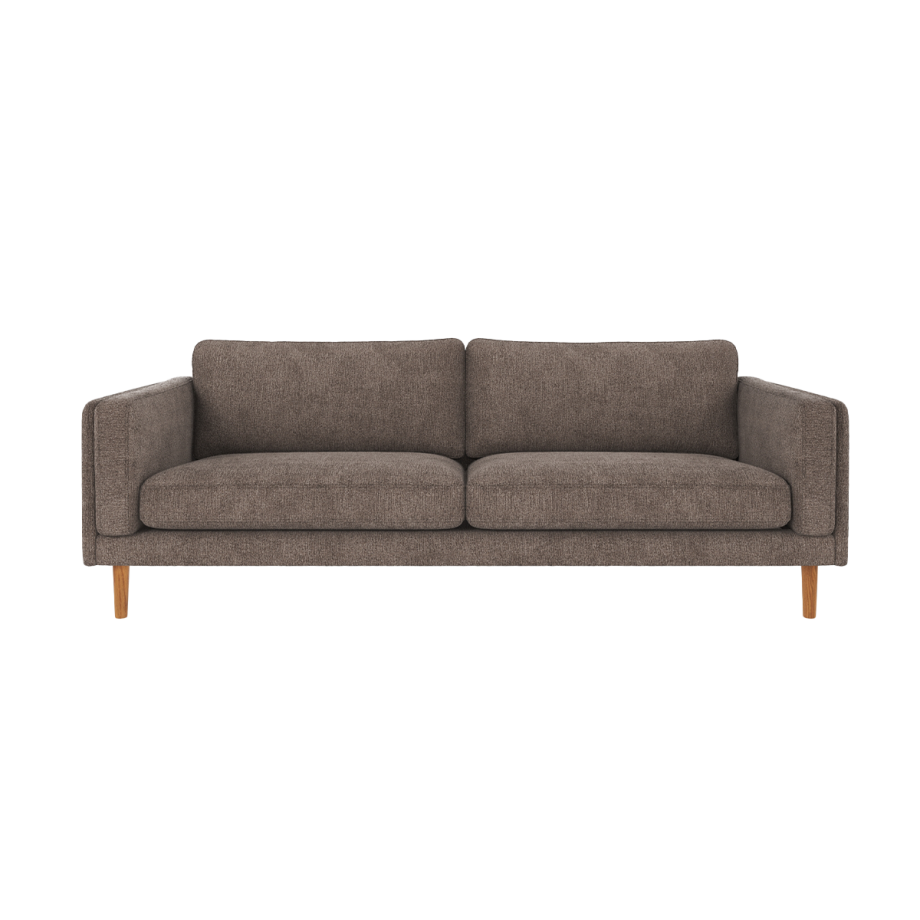 Braden gestoffeerde 3-zitsbank donkergrijs met houten poten - 216 cm afbeelding 1