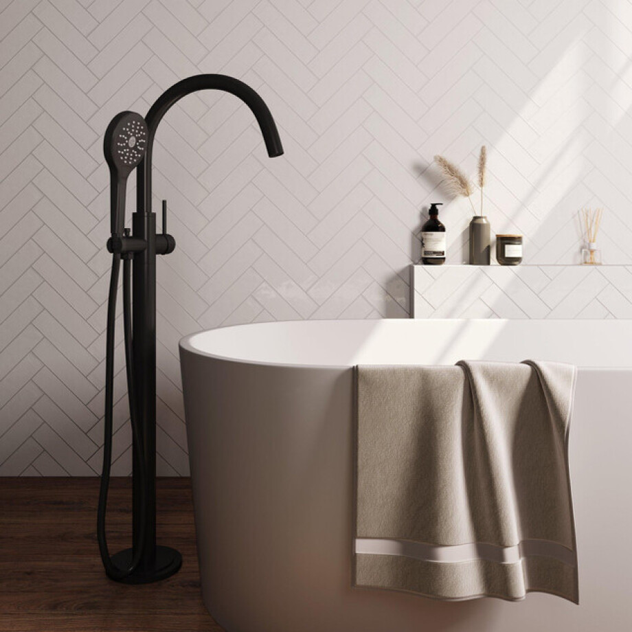 Brauer Black Edition Staande Badkraan - handdouche rond 3 standen - 2 gladde knoppen - PVD - mat zwart 5-S-260 Brauer Black Edition Staande Badkraan - handdouche rond 3 standen - 2 gladde knoppen - PVD - mat zwart 5-S-260 afbeelding 1