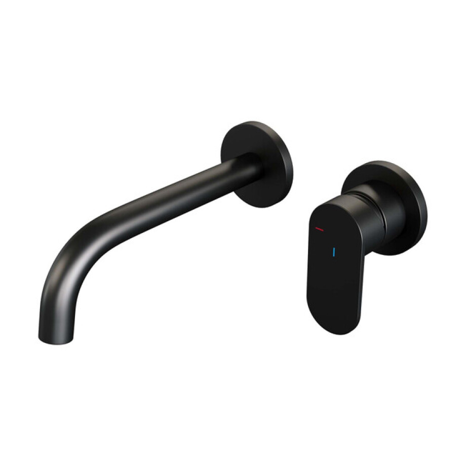 Brauer Black Edition Wastafelmengkraan inbouw - gebogen uitloop links - hendel breed plat - model C 1 - mat zwart 5-S-004-B3-65 Brauer Black Edition Wastafelmengkraan inbouw - gebogen uitloop links - hendel breed plat - model C 1 - mat zwart 5-S-004-B3-65 afbeelding 1